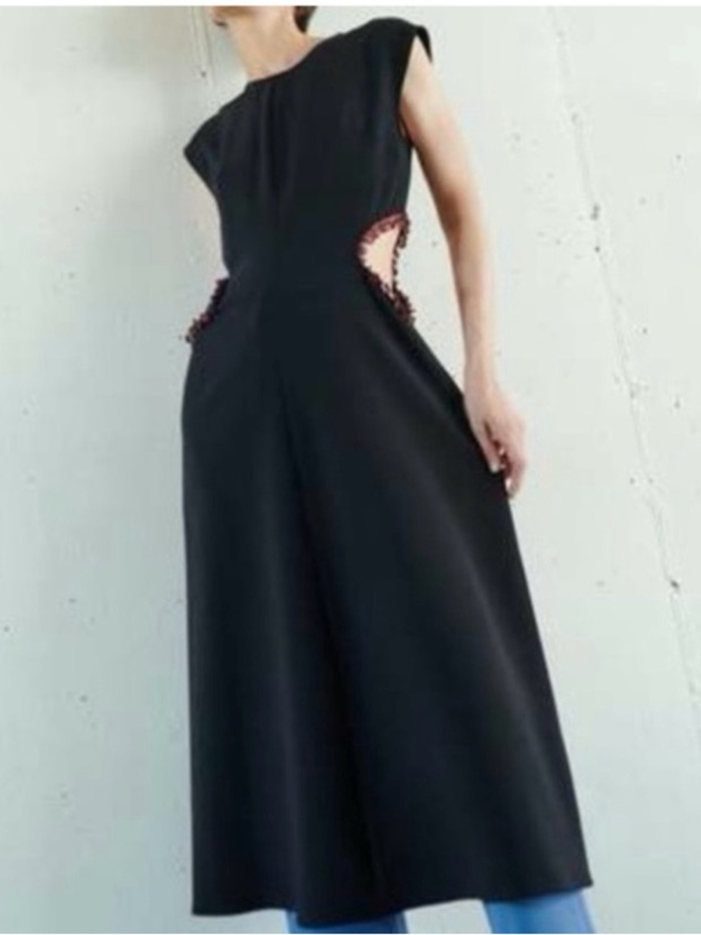 NWT NOMIA Designer Sz 8 Jewelled Cutout Midi Dress Black Garnet